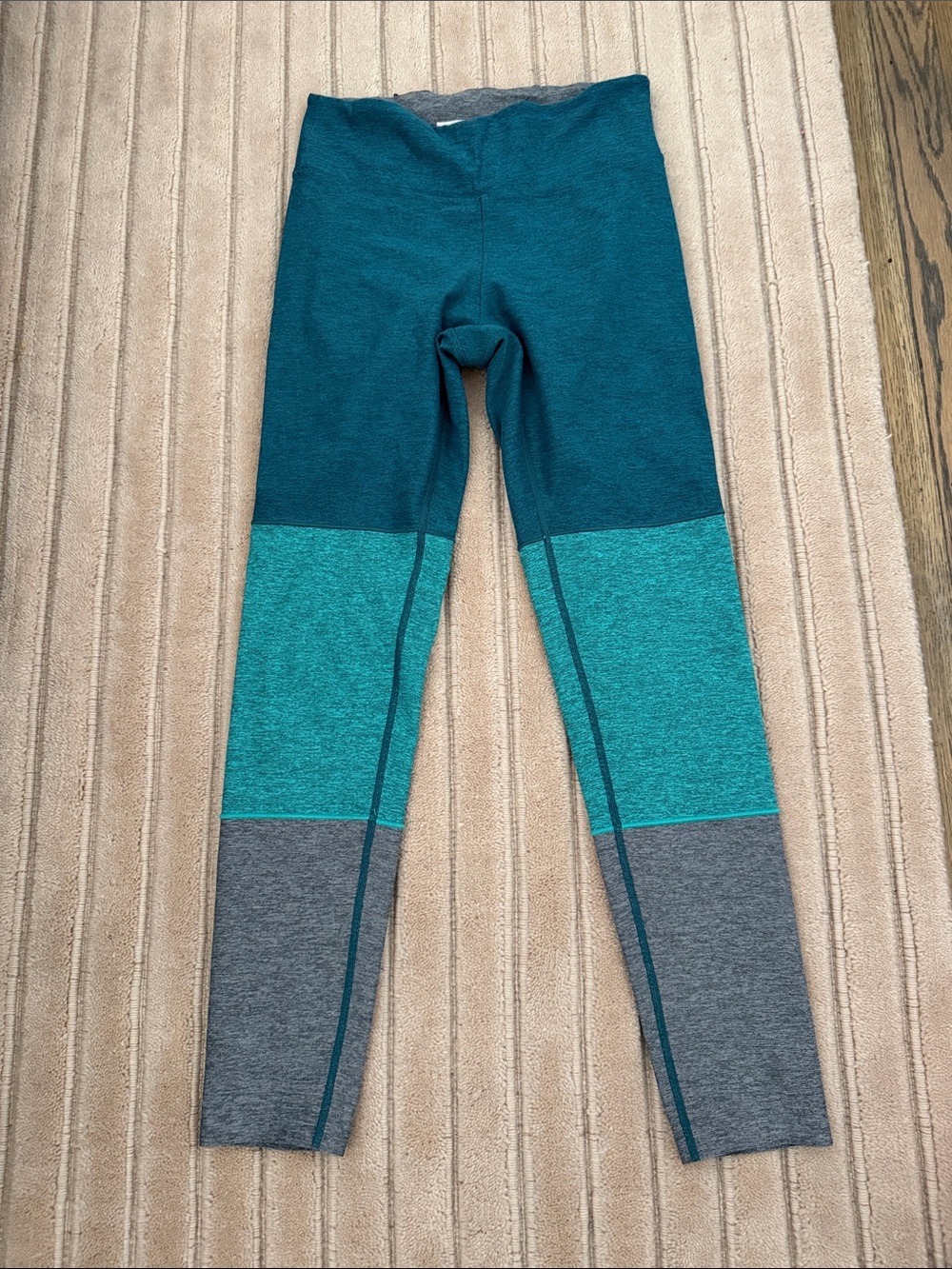 Outdoor Voices Teal, Aqua & Gray Colorblock Leggings - Kids